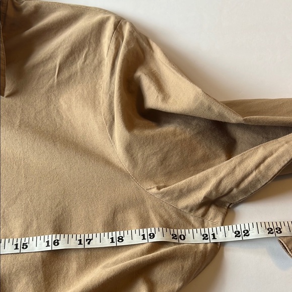 Sweet Magnolia Tan Long Sleeve Cotton Shirt Dress Cutout Hem On Bottom Sz L NWT - Picture 7 of 9